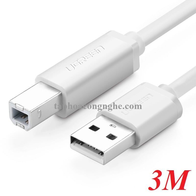 Ugreen 10481 3M màu Trắng Cáp USB 2.0 sang USB B máy in US104 30010481